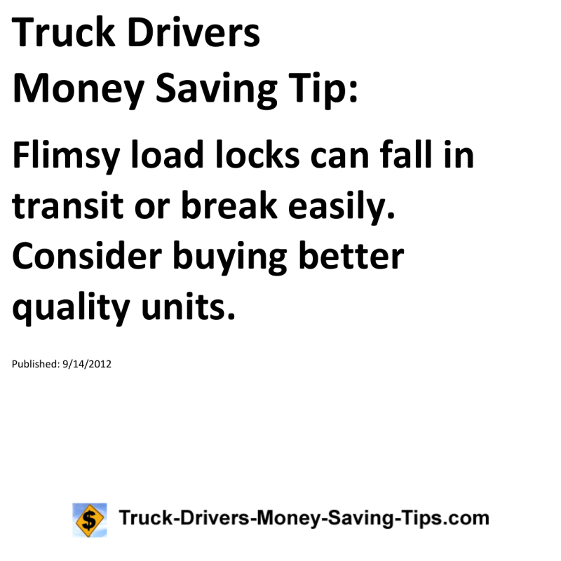 Truck Drivers Money Saving Tip for 09-14-2012