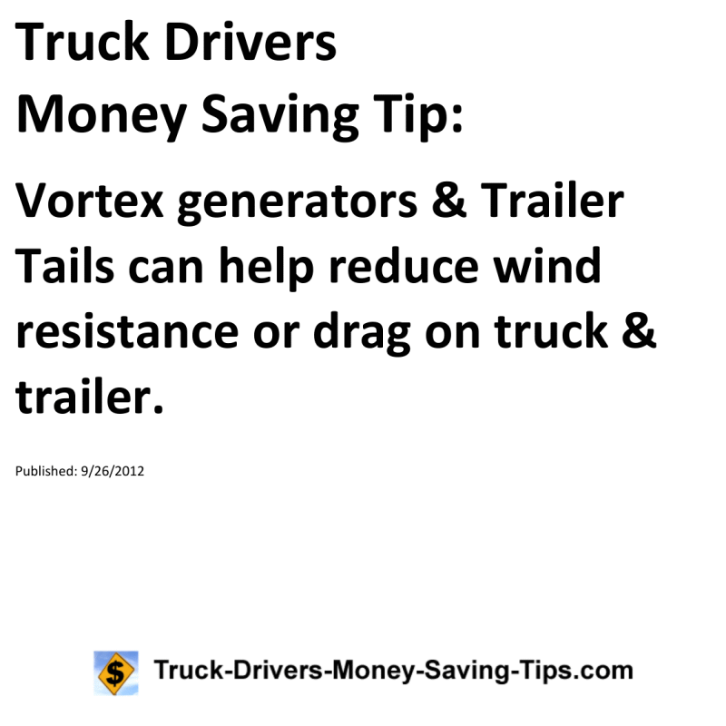 Truck Drivers Money Saving Tip for 09-26-2012