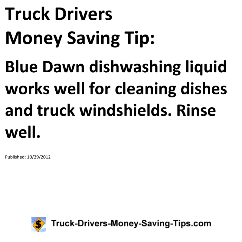 Truck Drivers Money Saving Tip for 10-29-2012