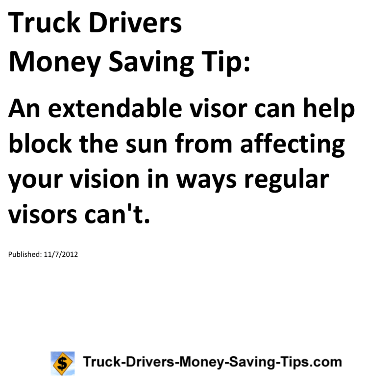 Truck Drivers Money Saving Tip for 11-07-2012