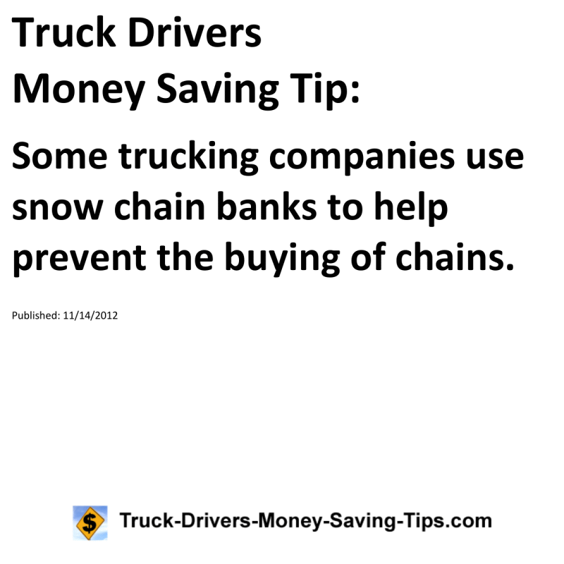Truck Drivers Money Saving Tip for 11-14-2012