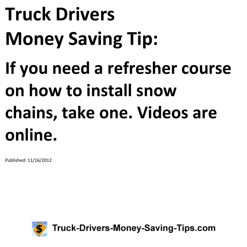 Truck Drivers Money Saving Tip for 11-16-2012