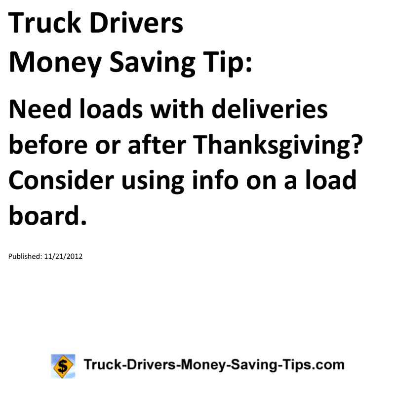 Truck Drivers Money Saving Tip for 11-21-2012