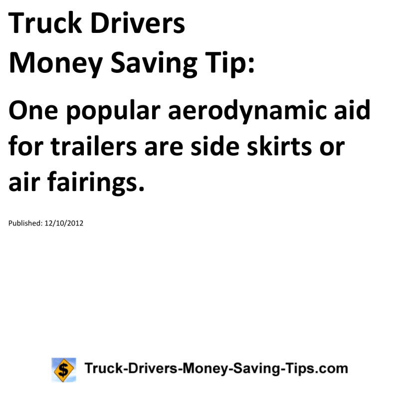 Truck Drivers Money Saving Tip for 12-10-2012