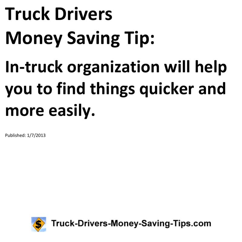 Truck Drivers Money Saving Tip for 01-07-2013