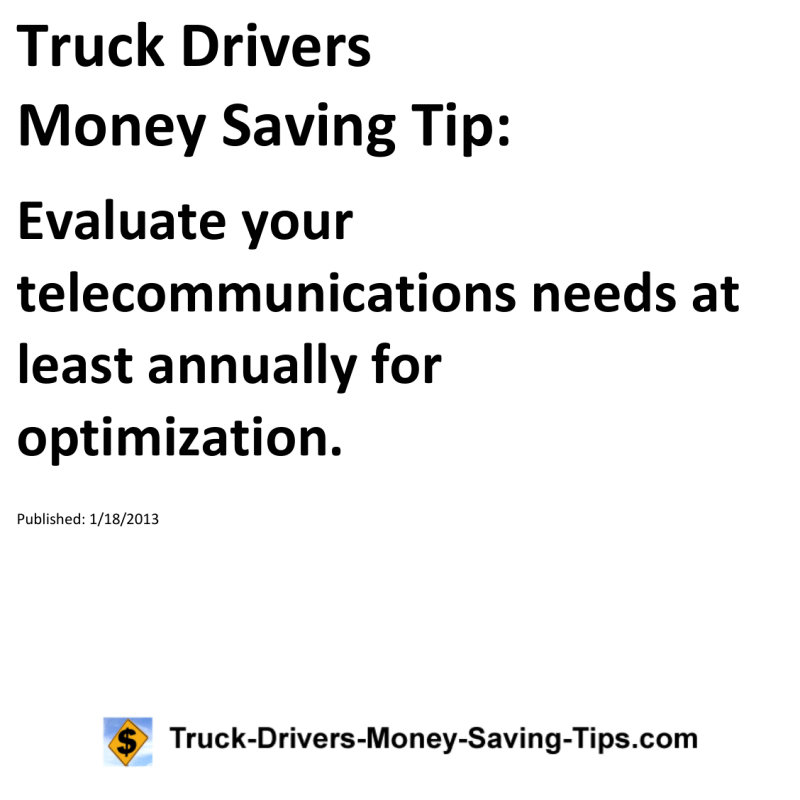 Truck Drivers Money Saving Tip for 01-18-2013