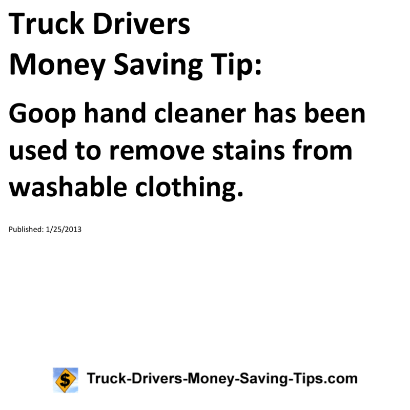 Truck Drivers Money Saving Tip for 01-25-2013