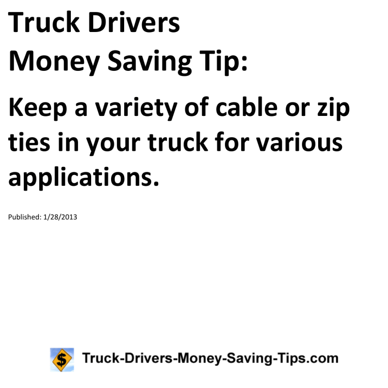 Truck Drivers Money Saving Tip for 01-28-2013