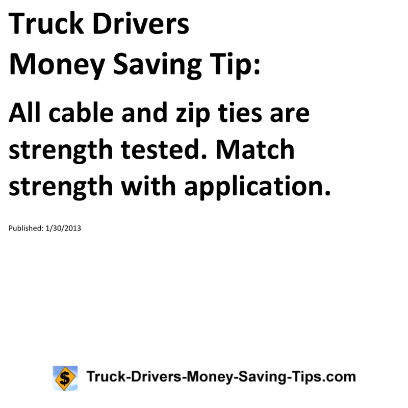 Truck Drivers Money Saving Tip for 01-30-2013