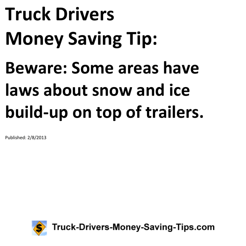 Truck Drivers Money Saving Tip for 02-08-2013