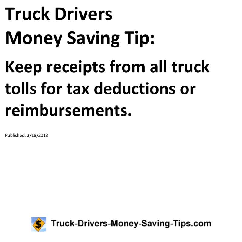 Truck Drivers Money Saving Tip for 02-18-2013