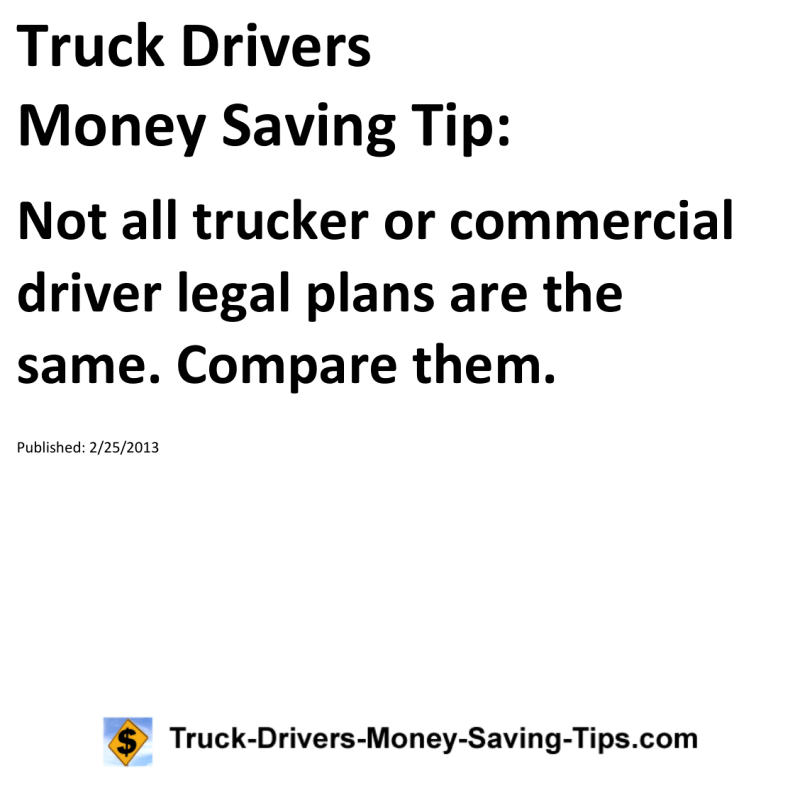 Truck Drivers Money Saving Tip for 02-25-2013