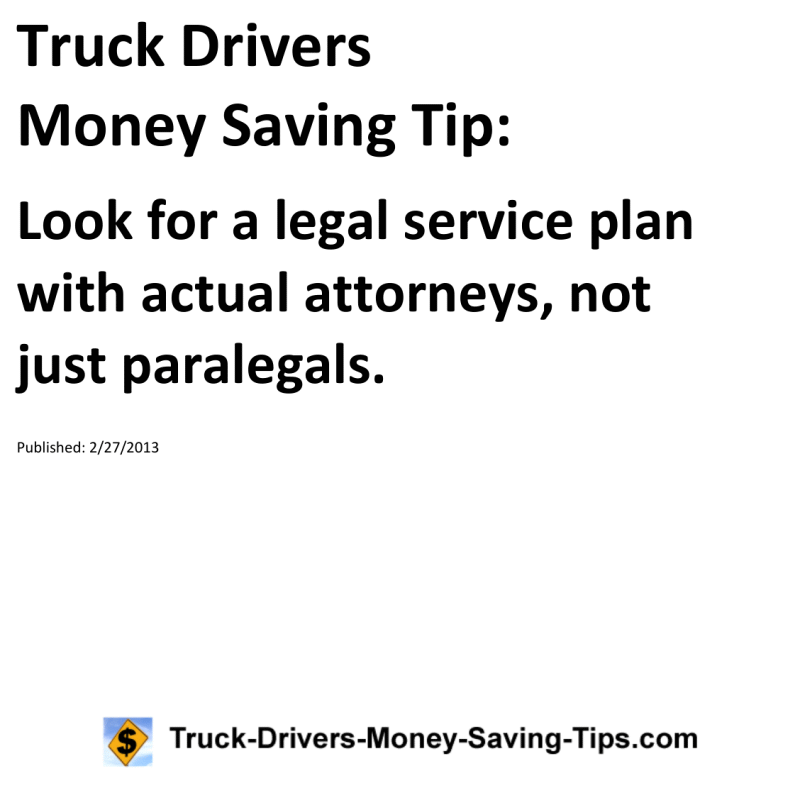 Truck Drivers Money Saving Tip for 02-27-2013