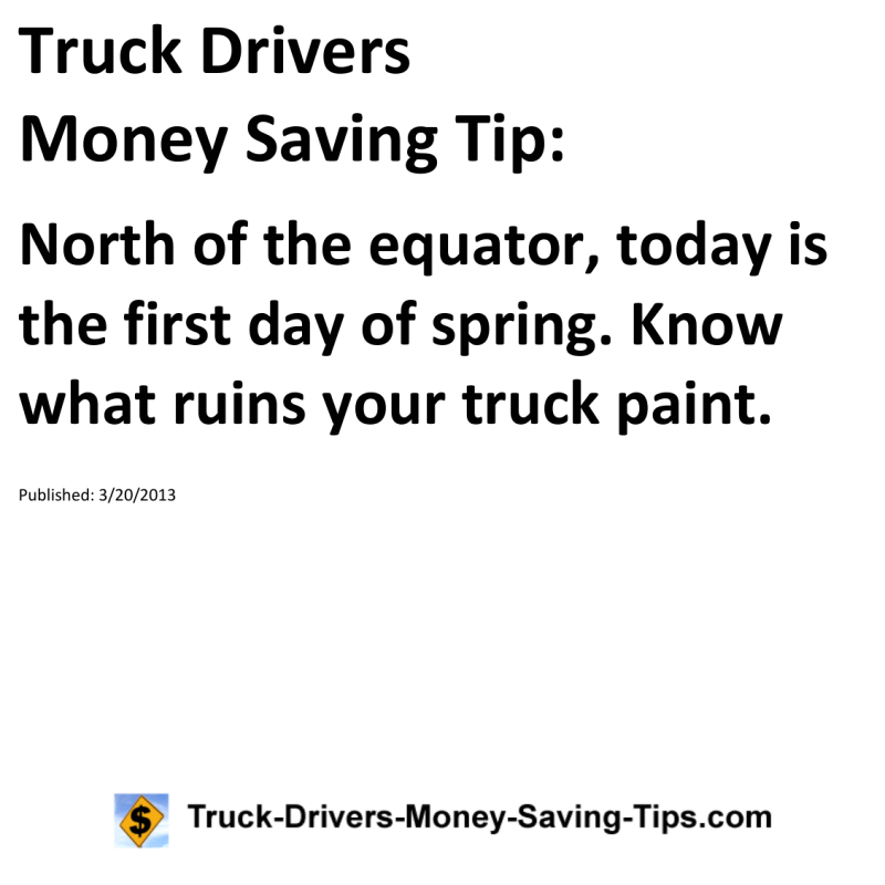 Truck Drivers Money Saving Tip for 03-20-2013