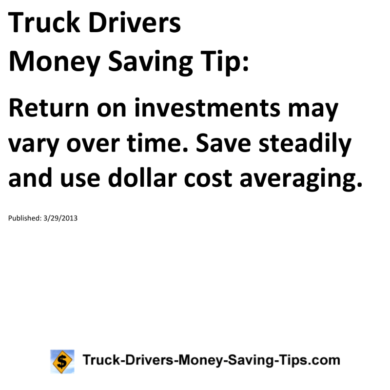 Truck Drivers Money Saving Tip for 03-29-2013