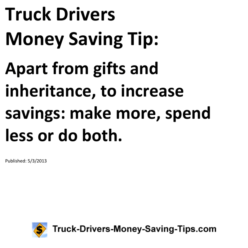 Truck Drivers Money Saving Tip for 05-03-2013