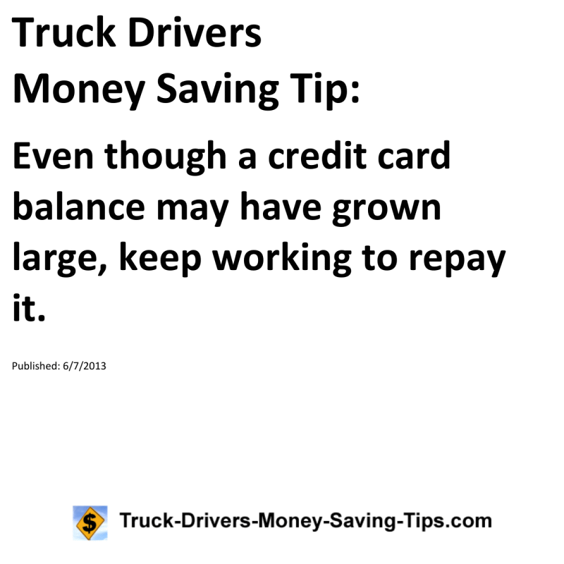 Truck Drivers Money Saving Tip for 06-07-2013