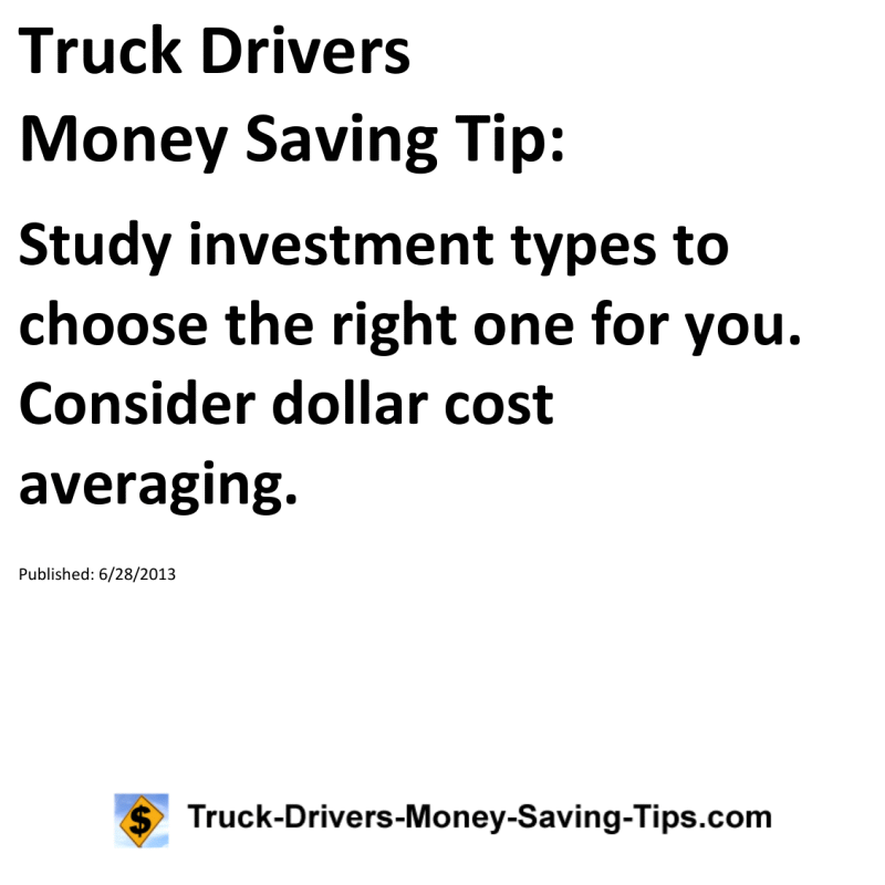 Truck Drivers Money Saving Tip for 06-28-2013