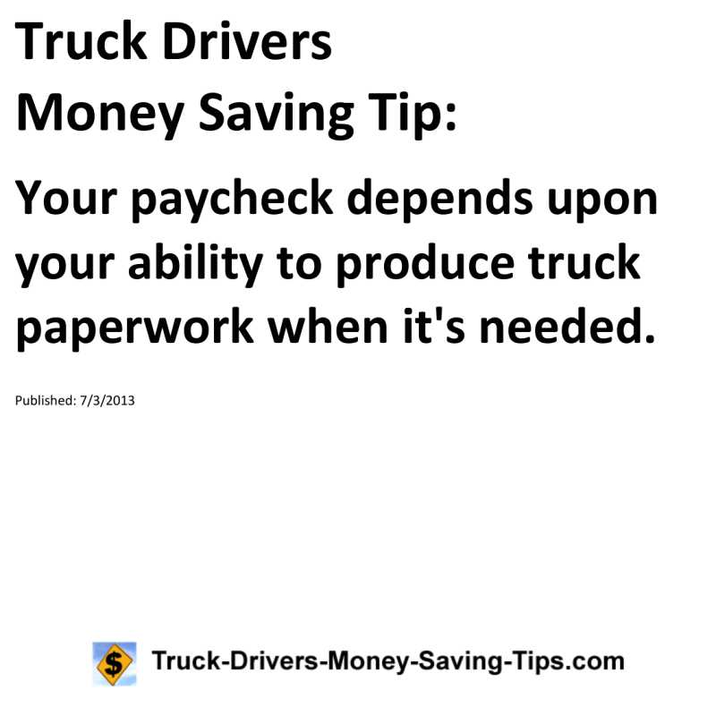 Truck Drivers Money Saving Tip for 07-03-2013