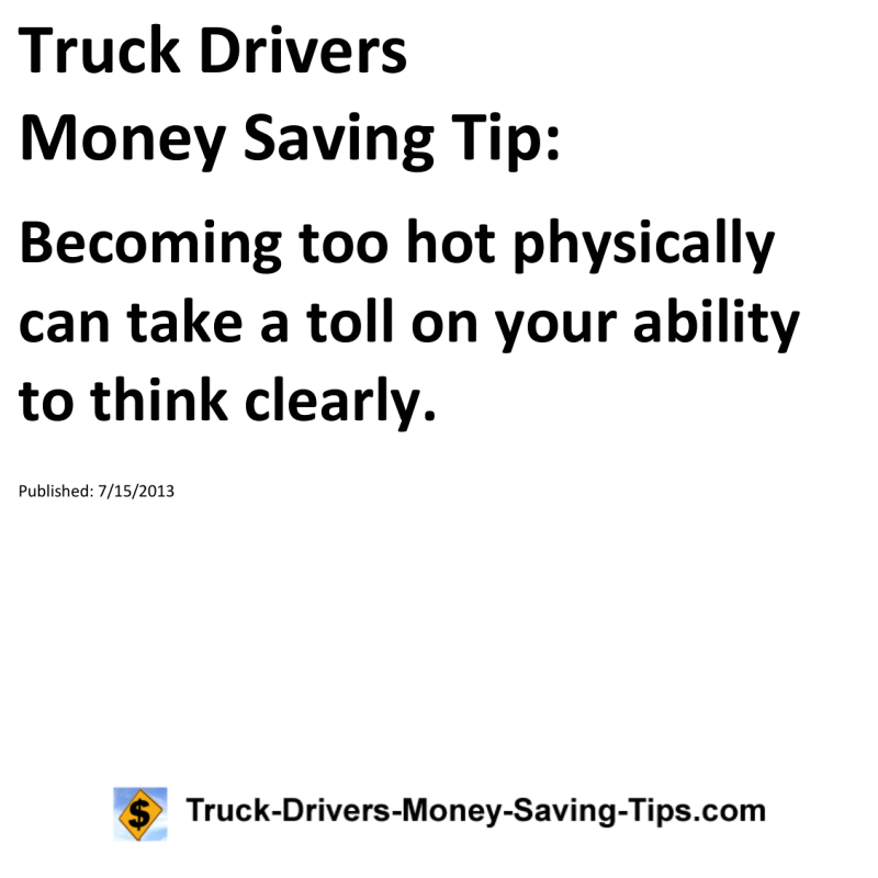 Truck Drivers Money Saving Tip for 07-15-2013