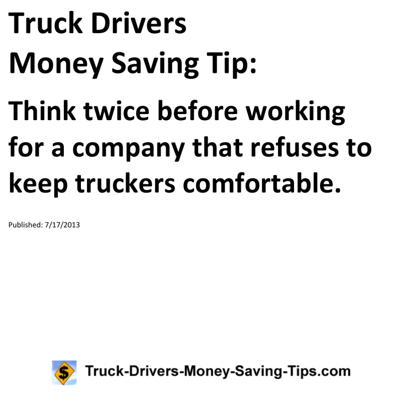 Truck Drivers Money Saving Tip for 07-17-2013