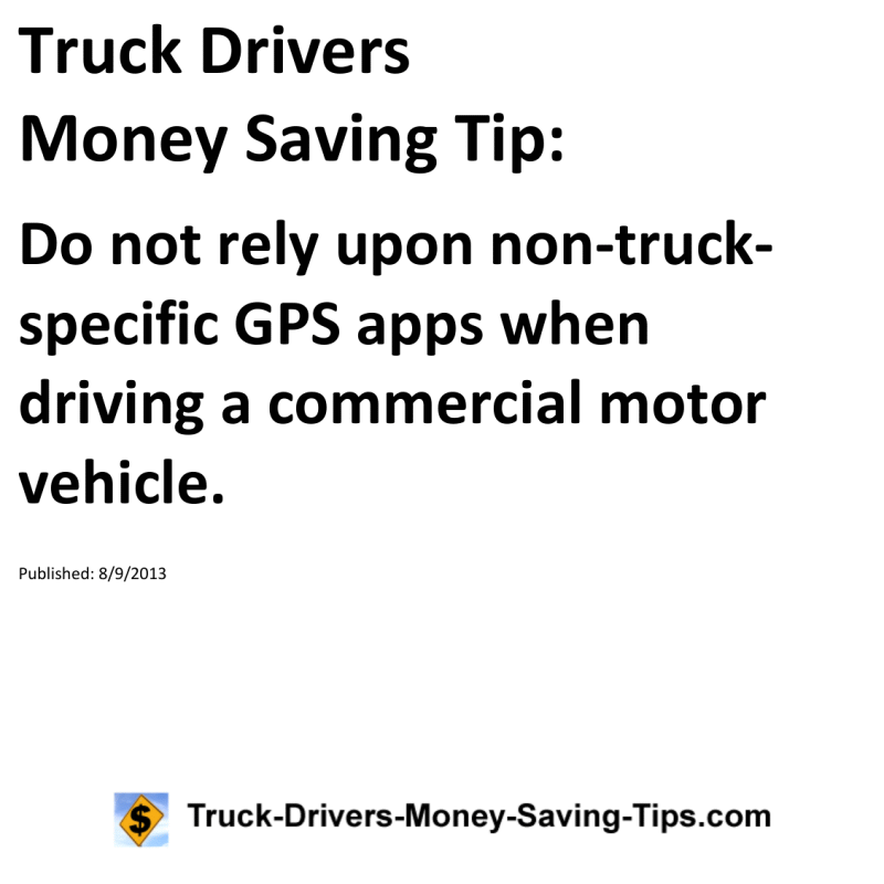 Truck Drivers Money Saving Tip for 08-09-2013