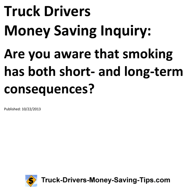 Truck Drivers Money Saving Inquiry for 10-22-2013