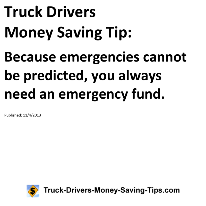 Truck Drivers Money Saving Tip for 11-04-2013