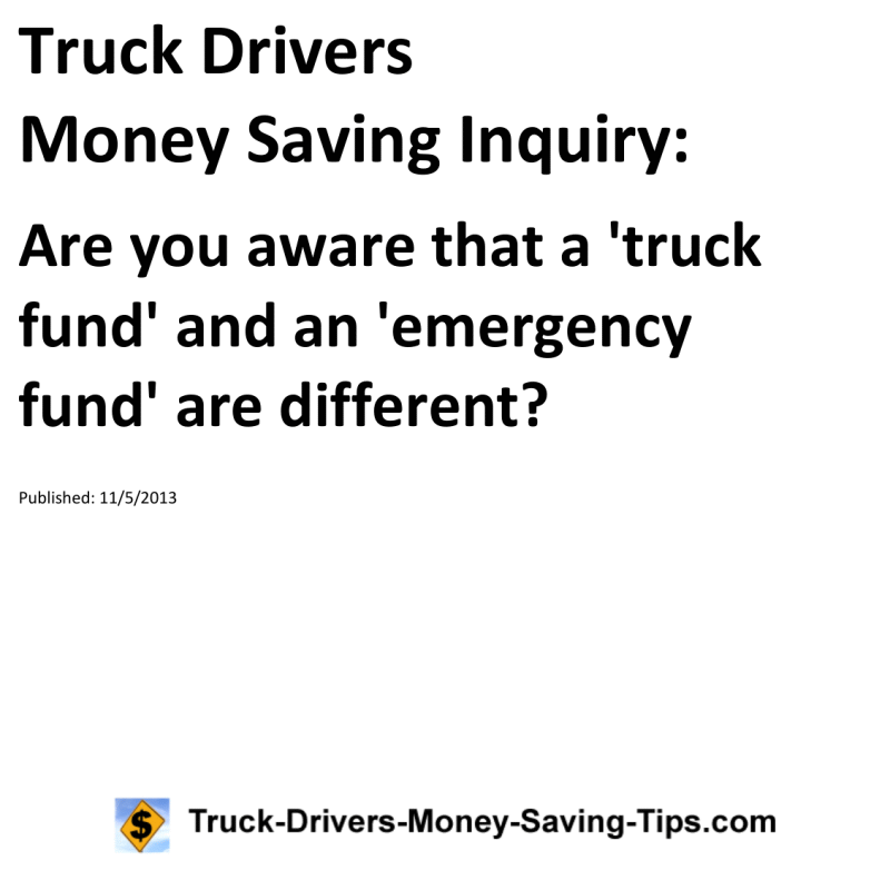 Truck Drivers Money Saving Inquiry for 11-05-2013