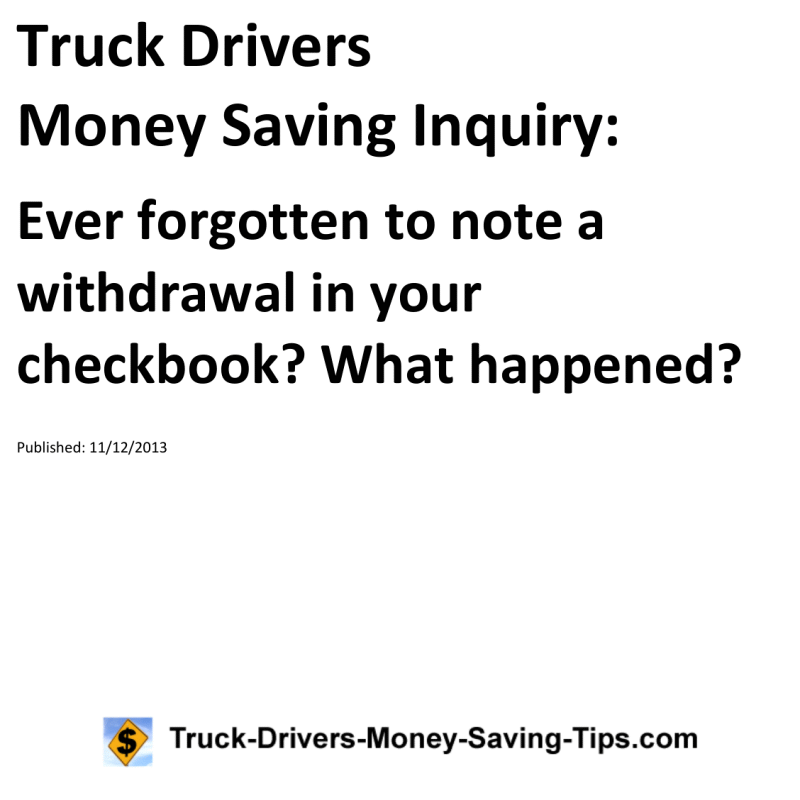 Truck Drivers Money Saving Inquiry for 11-12-2013