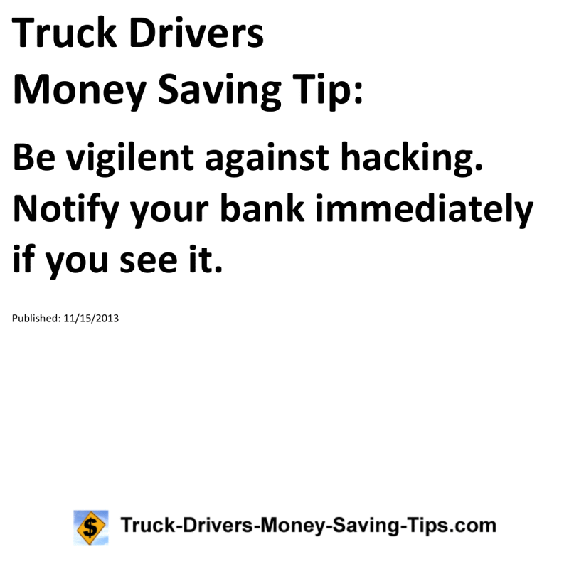 Truck Drivers Money Saving Tip for 11-15-2013