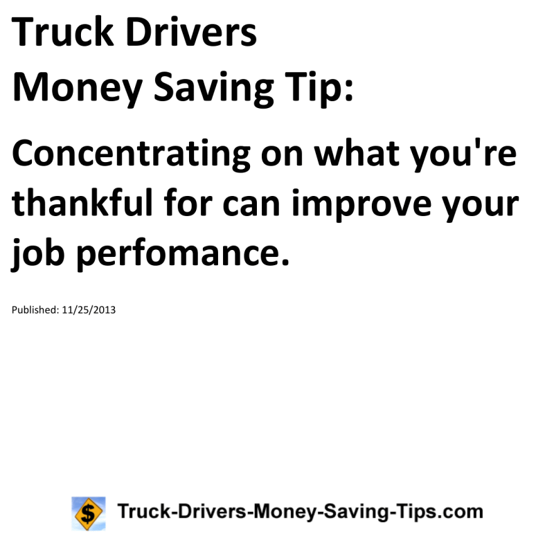 Truck Drivers Money Saving Tip for 11-25-2013