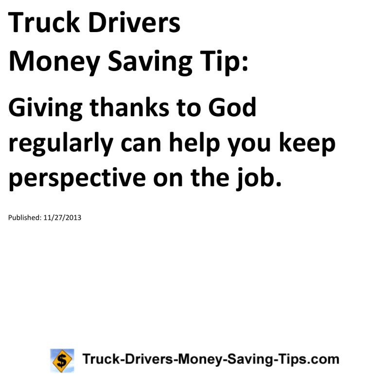 Truck Drivers Money Saving Tip for 11-27-2013