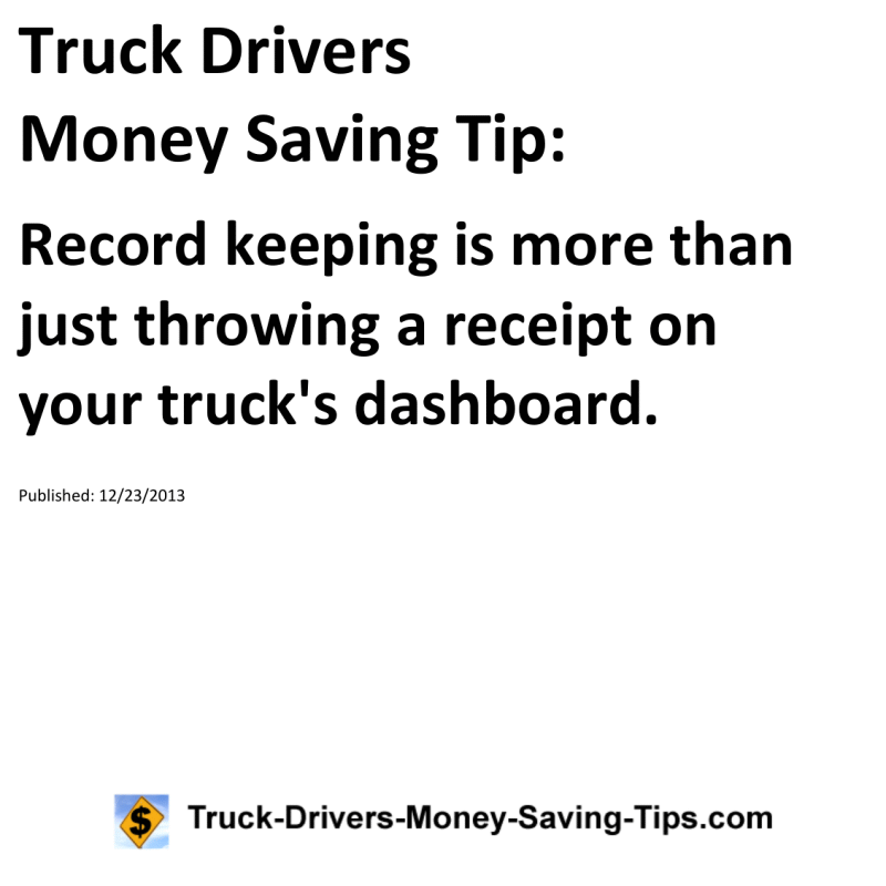 Truck Drivers Money Saving Tip for 12-23-2013