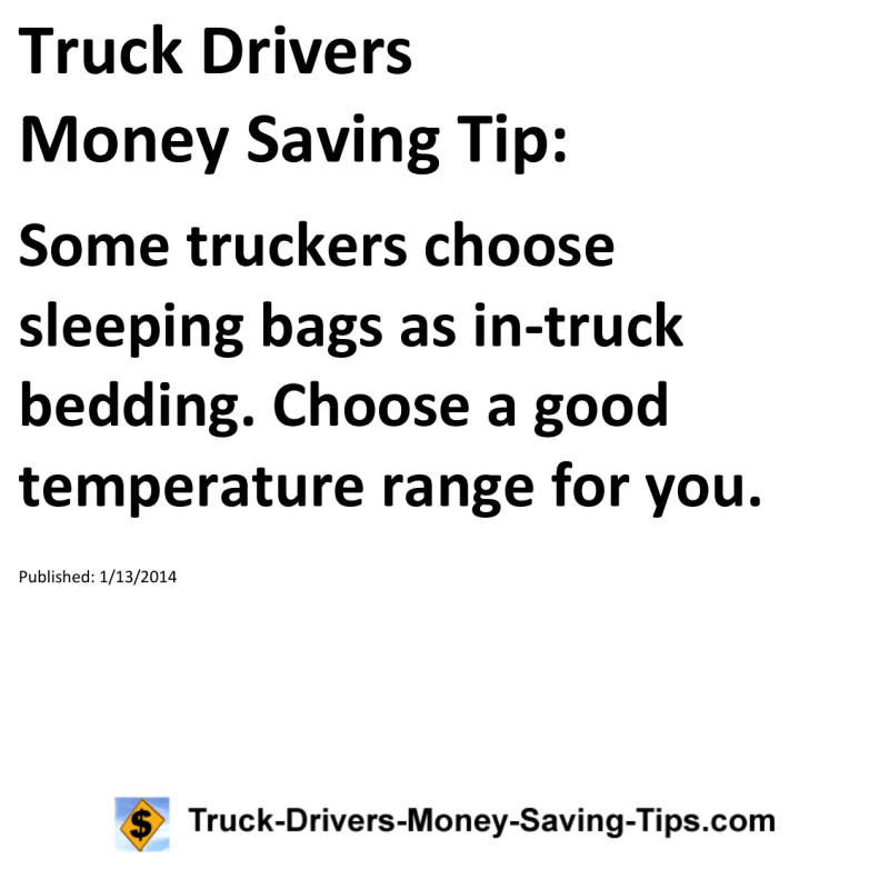 Truck Drivers Money Saving Tip for 01-13-2014