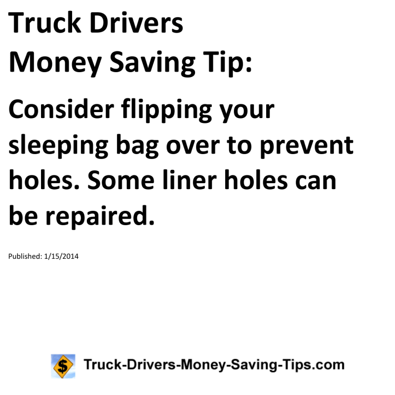 Truck Drivers Money Saving Tip for 01-15-2014