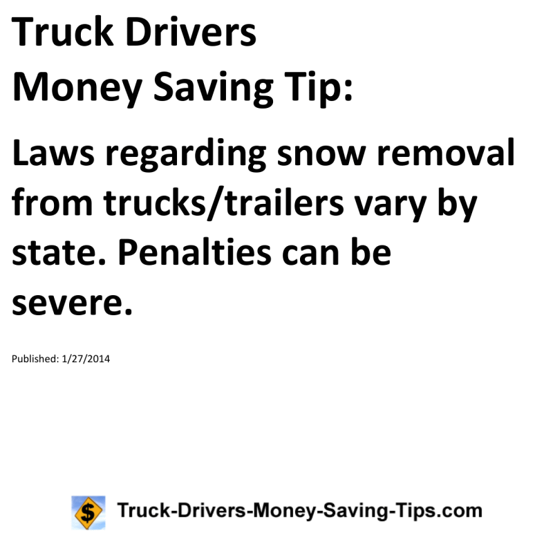 Truck Drivers Money Saving Tip for 01-27-2014