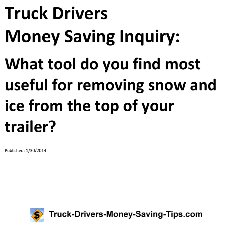 Truck Drivers Money Saving Inquiry for 01-30-2014