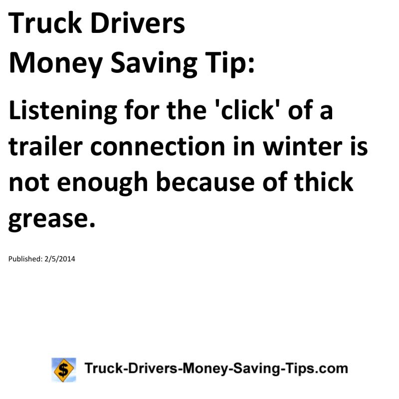 Truck Drivers Money Saving Tip for 02-05-2014