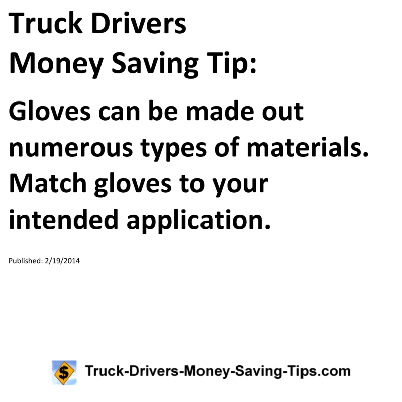 Truck Drivers Money Saving Tip for 02-19-2014