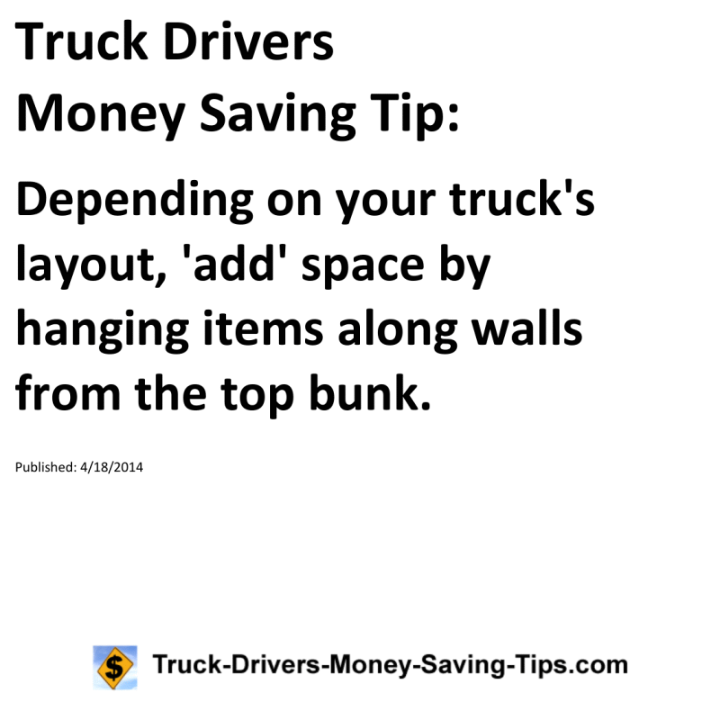 Truck Drivers Money Saving Tip for 04-18-2014