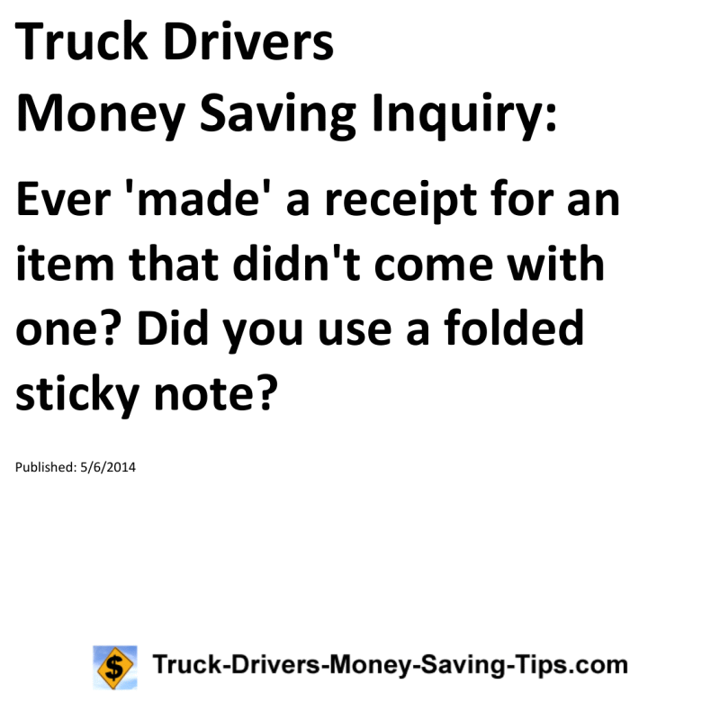 Truck Drivers Money Saving Inquiry for 05-06-2014