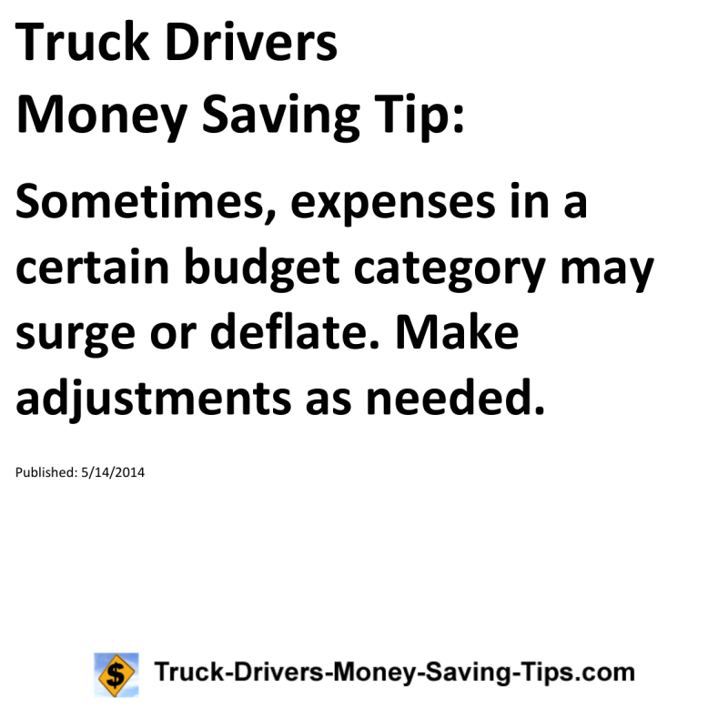 Truck Drivers Money Saving Tip for 05-14-2014