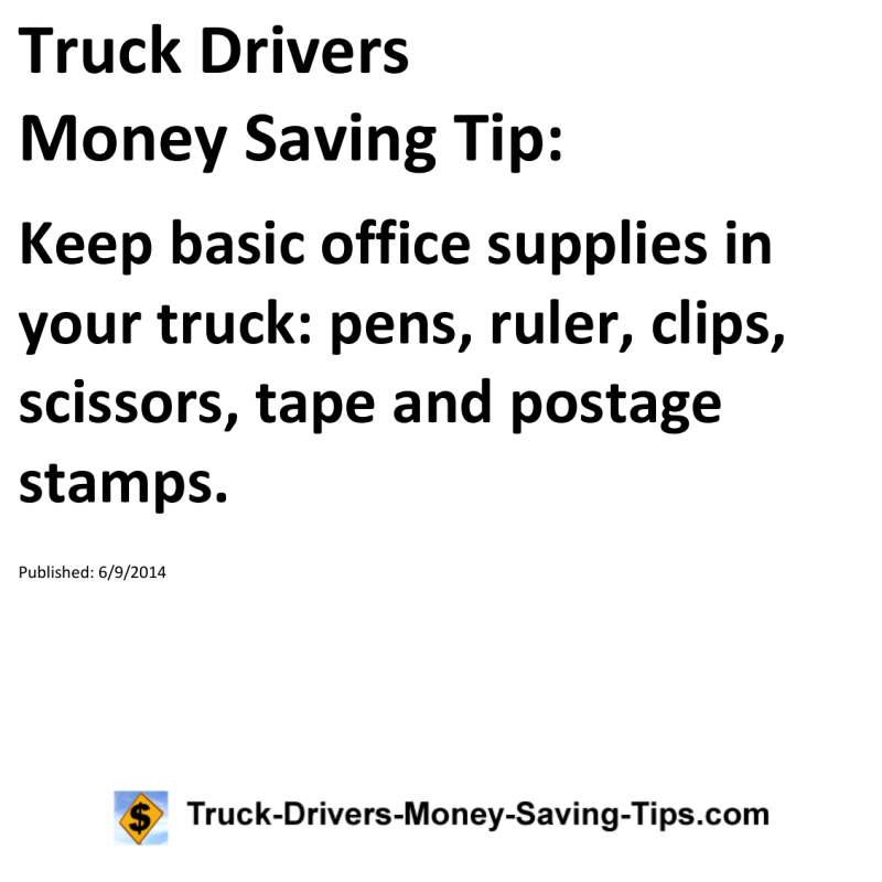 Truck Drivers Money Saving Tip for 06-09-2014