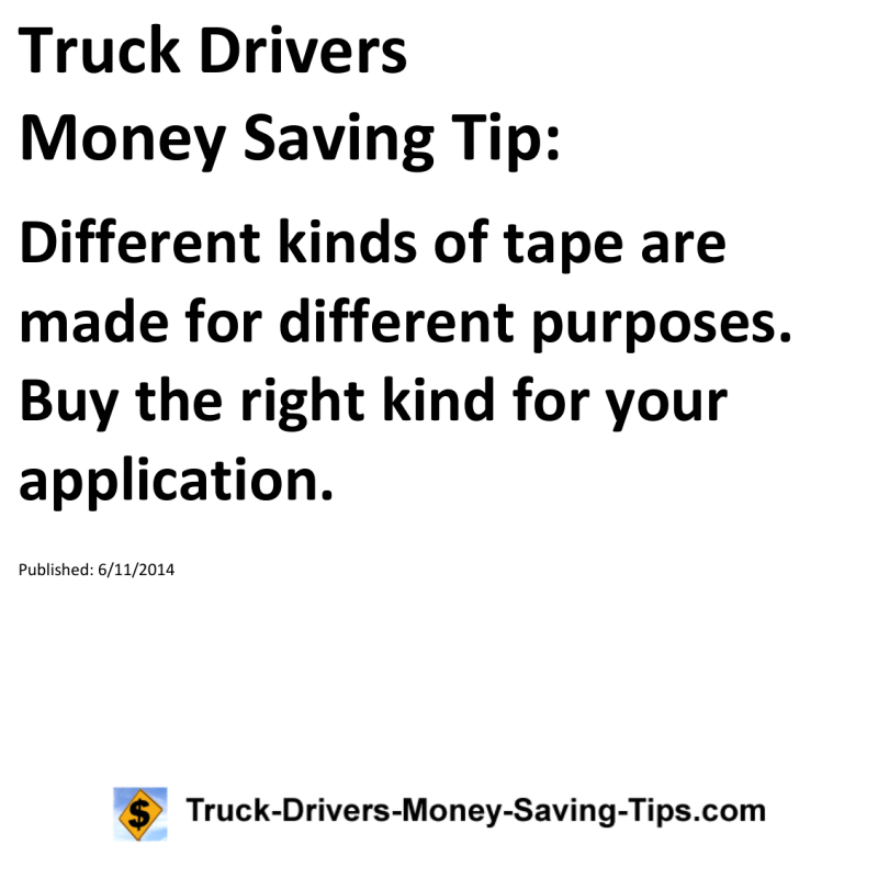 Truck Drivers Money Saving Tip for 06-11-2014