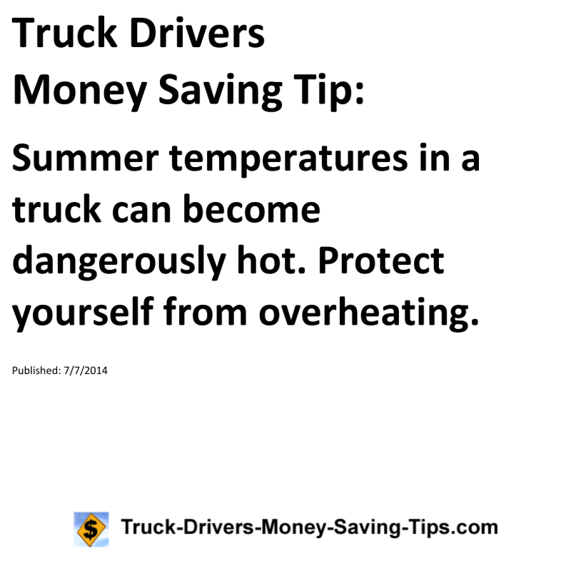 Truck Drivers Money Saving Tip for 07-07-2014