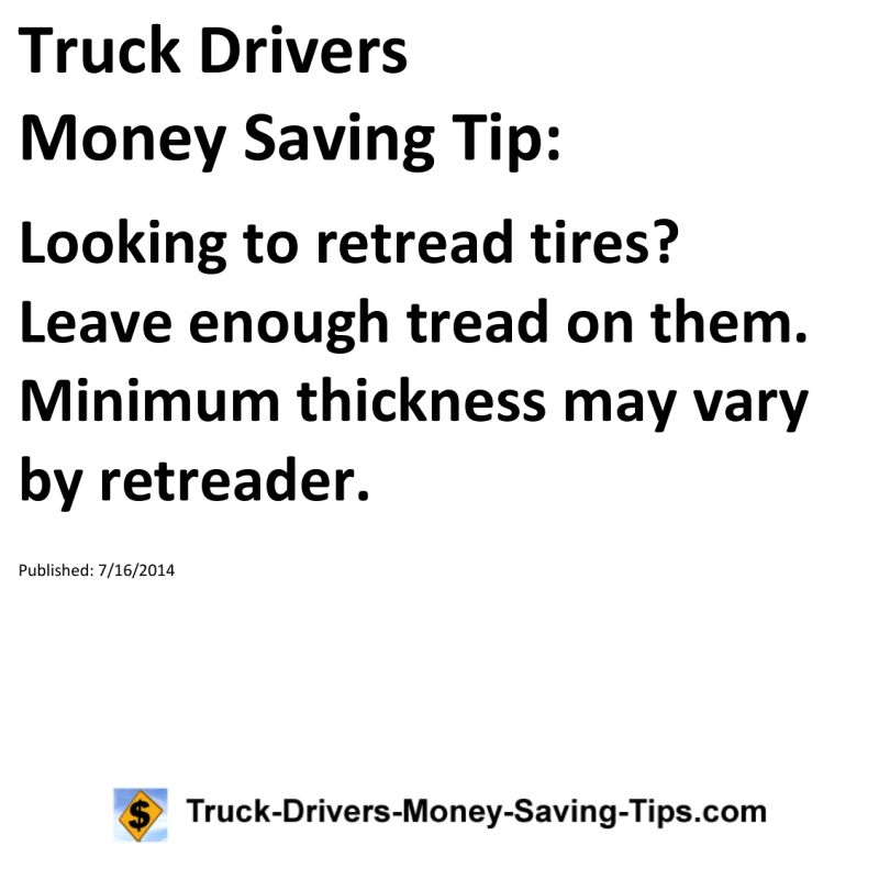 Truck Drivers Money Saving Tip for 07-16-2014