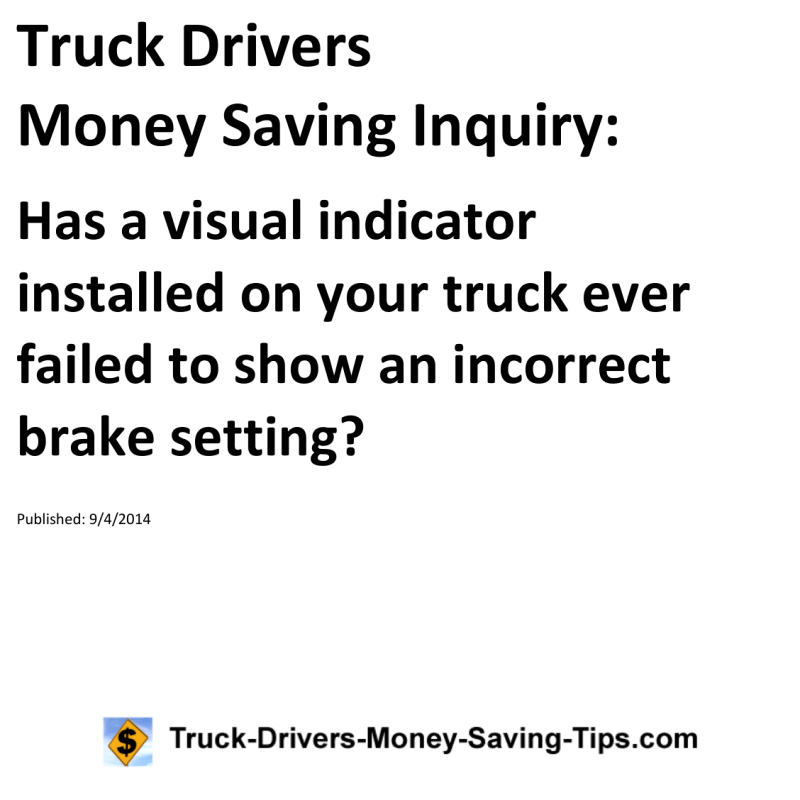 Truck Drivers Money Saving Inquiry for 09-04-2014