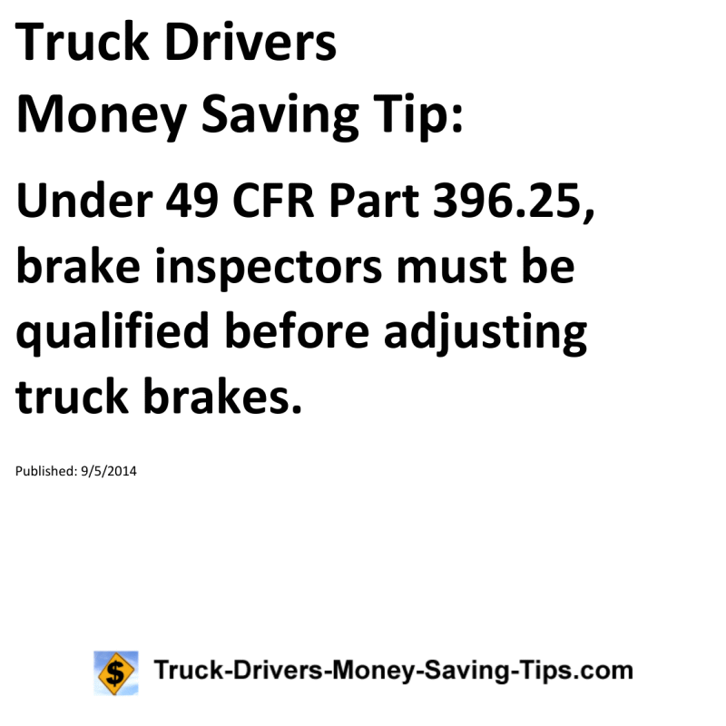 Truck Drivers Money Saving Tip for 09-05-2014