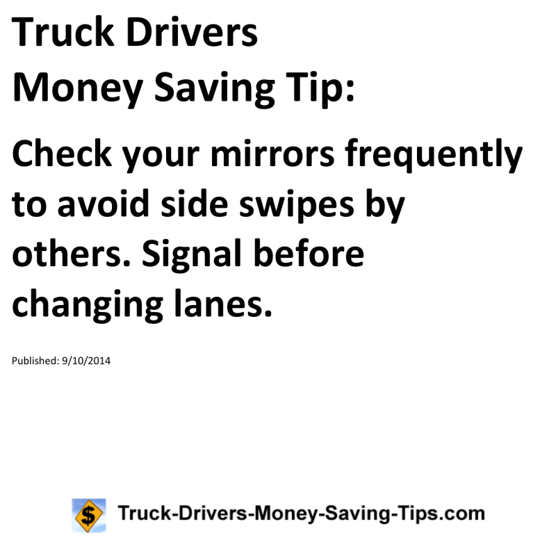 Truck Drivers Money Saving Tip for 09-10-2014